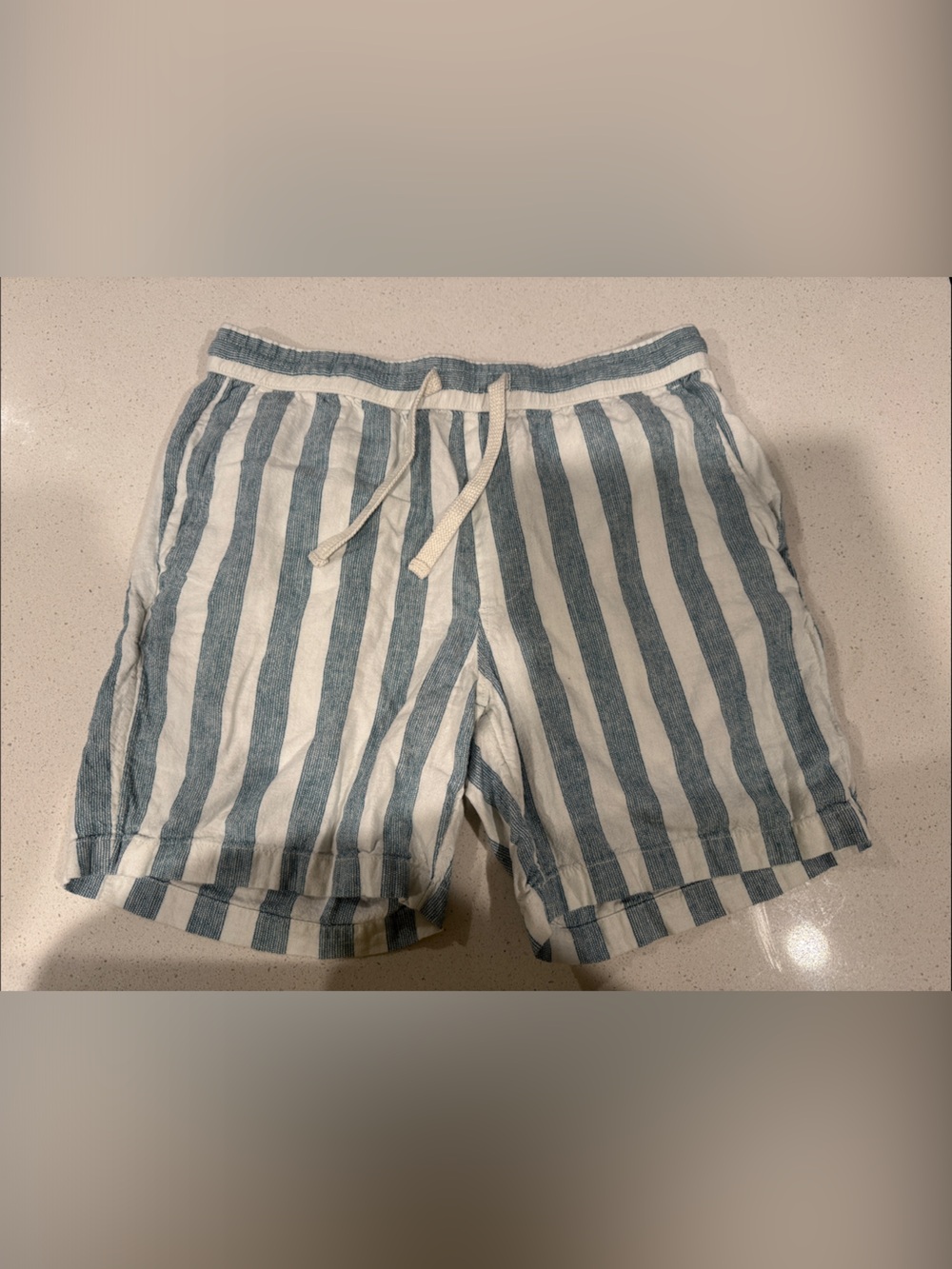 Goodfellow & Co Blue and White Vertical Stripe Hybrid Shorts